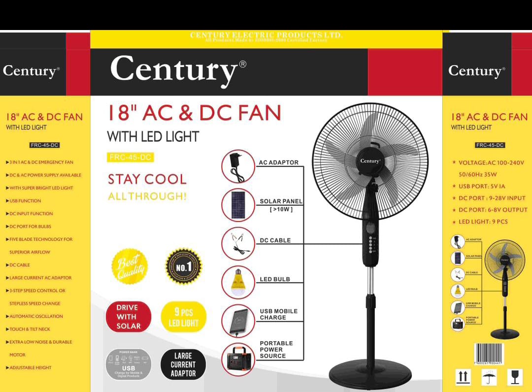 Century rechargeable fan 18"