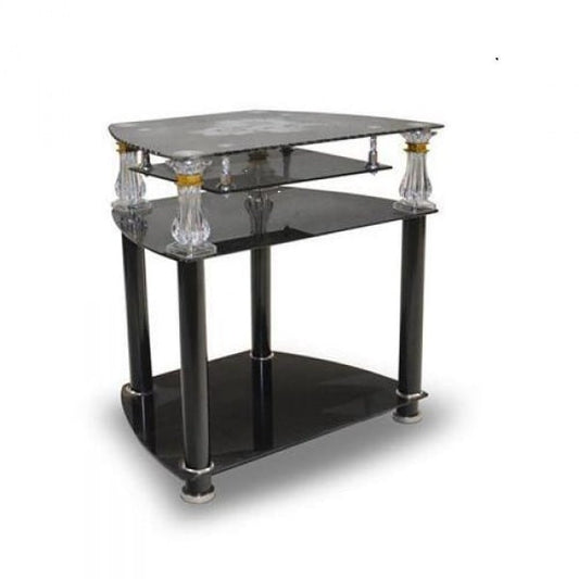 Glass Tv stand with decoder shelf
