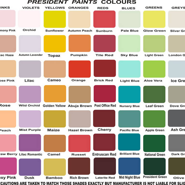 Precious Paint colour chart