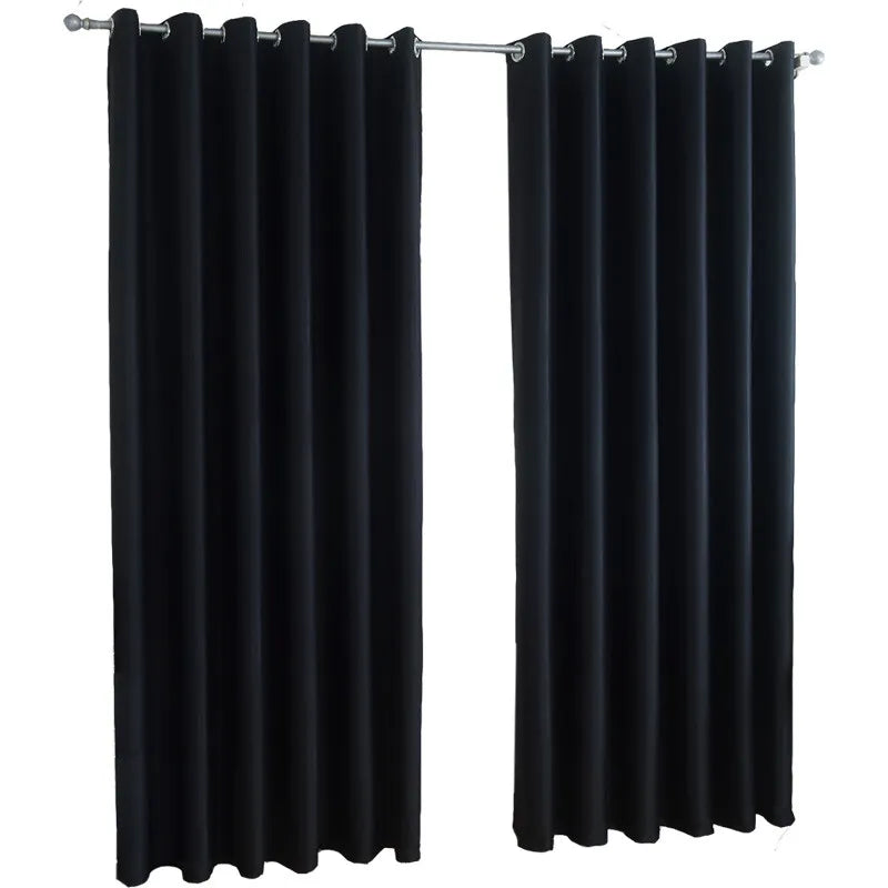 Window black curtain with rings 2in1 pack