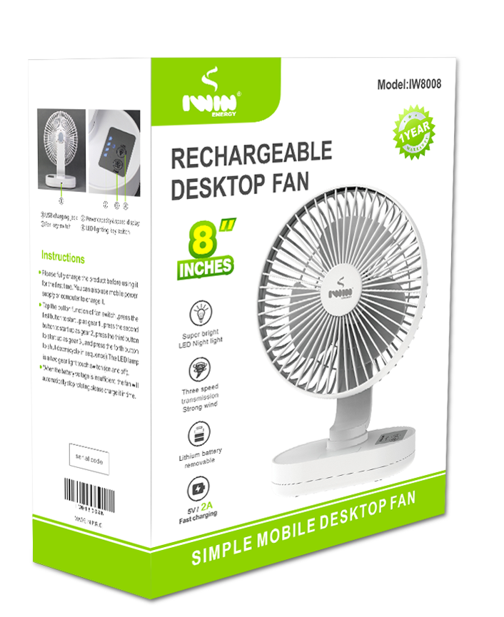 Iwin Rechargeable fan 8" IW-8008