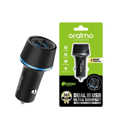 Oraimo car charger dual usb ultra compact