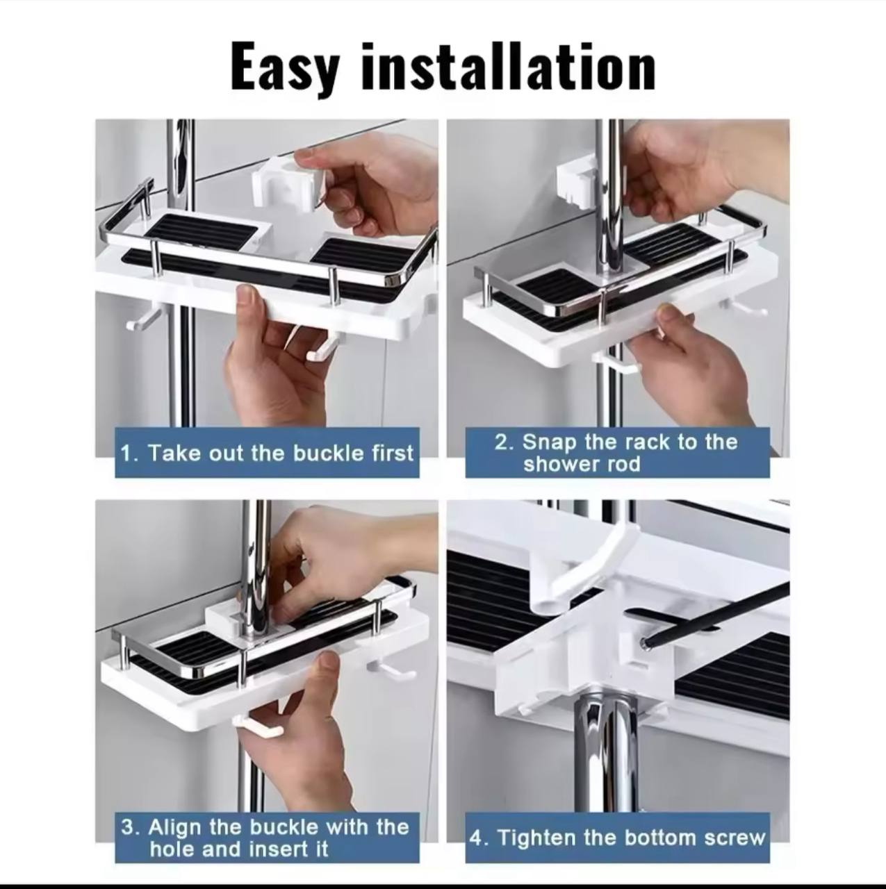 Shower pole Storage Holder Bathroom Shelf