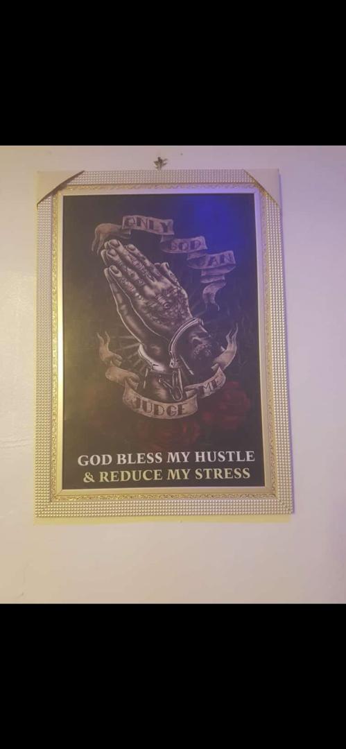 God bless my hustle wall frame