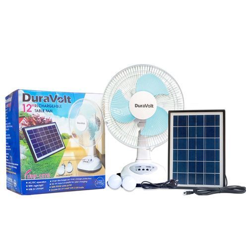 Duravolt Solar rechargeable table fan 12"