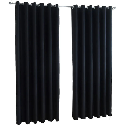 Window black curtain with rings 2in1 pack