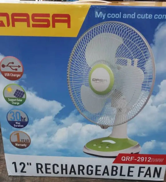 QASA table rechargeable fan 12"