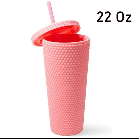 Studded straw Cup With lid