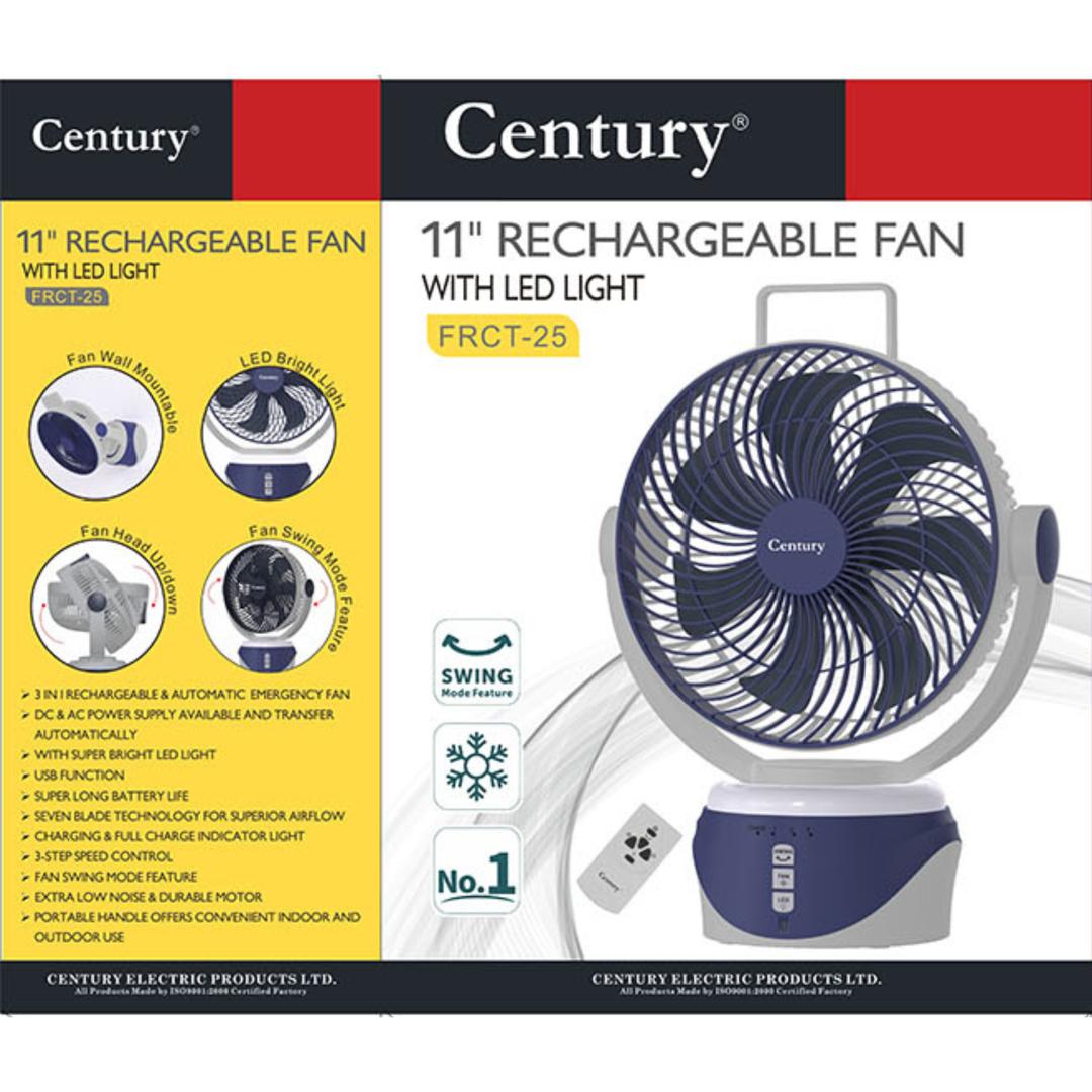 Century 11" rechargeable fan with led light FRCT-25