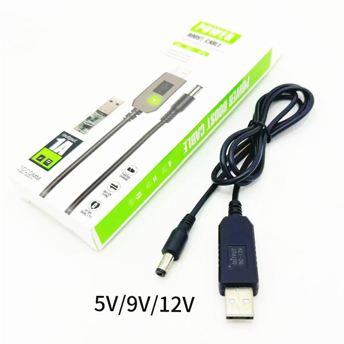 Usb power boost cable for 5v/9v/12v
