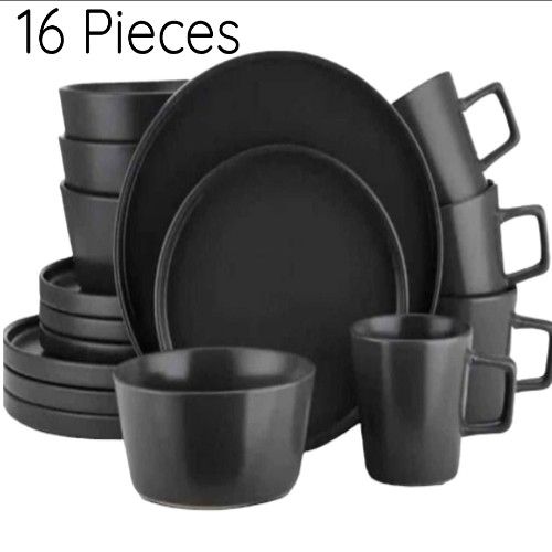 16pieces dinner set black