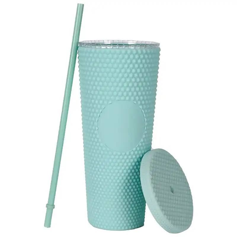 Studded straw Cup With lid