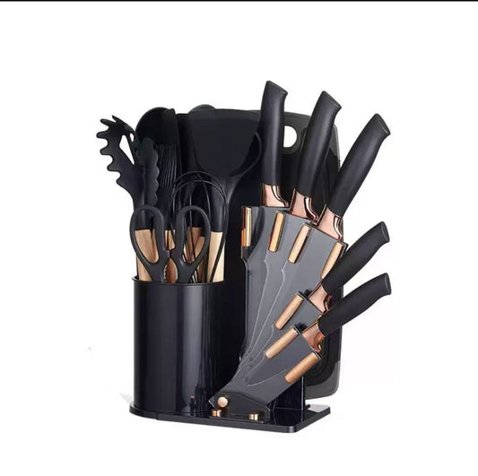 19pcs Silicone cooking spoon set with knife